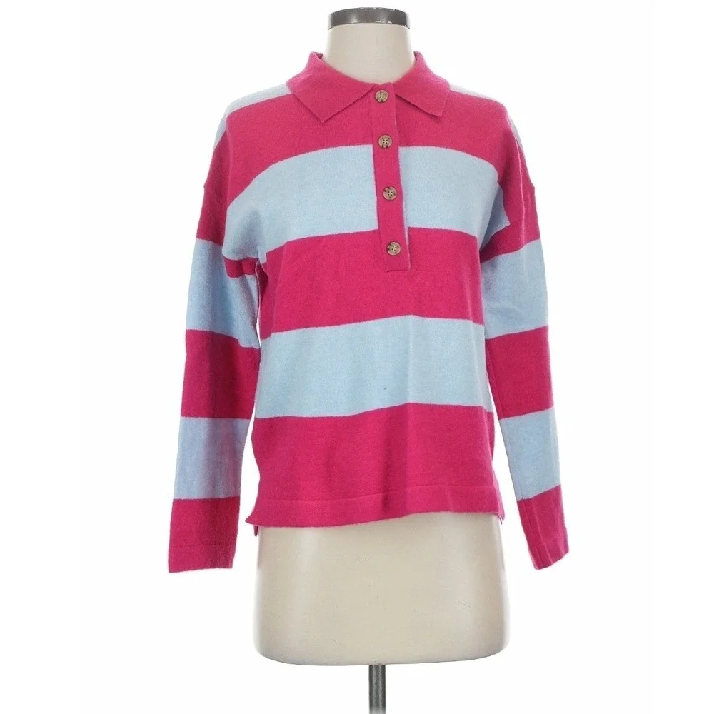 Maeve Anthropologie Preppy Rugby Stripe Polo Top Collegiate‎ Colorblock Plus 3XL